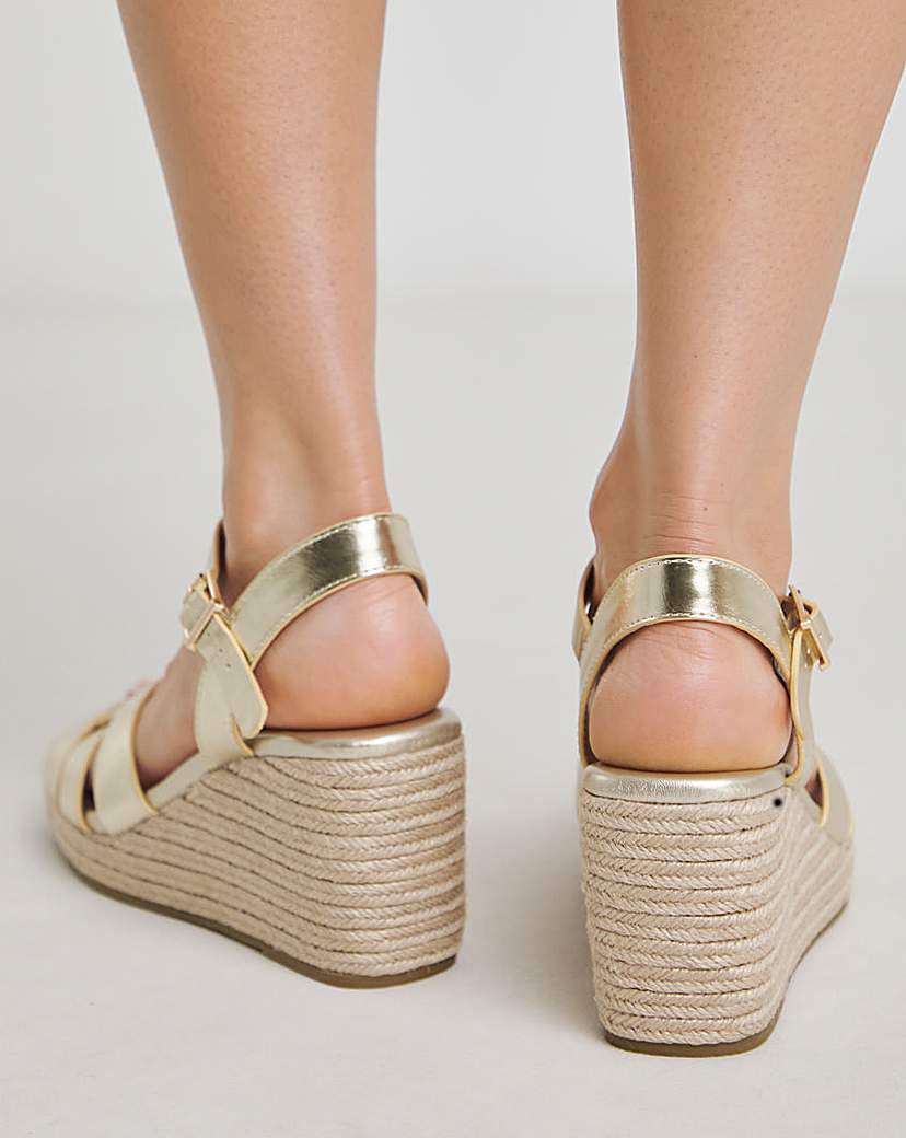 Woven Raffia Wedge Sandal Ex Wide