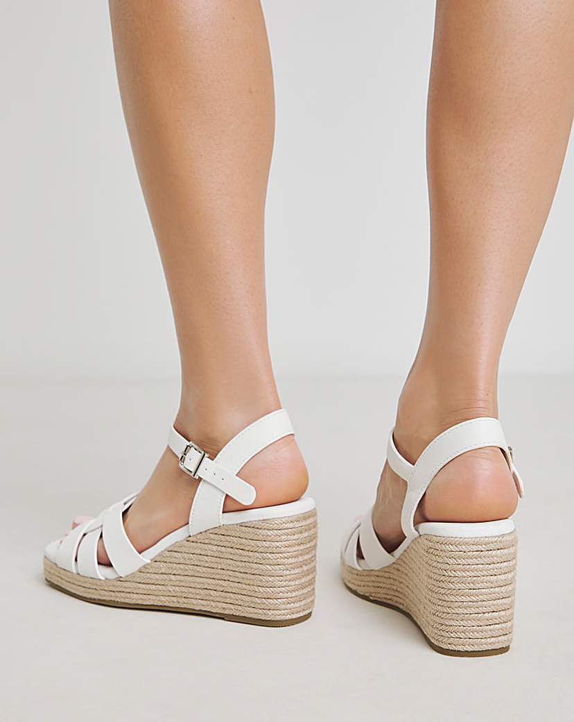 Woven Raffia Wedge Sandal Ex Wide