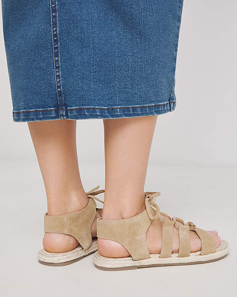 Lace up Flat Espadrille Sandal Wide
