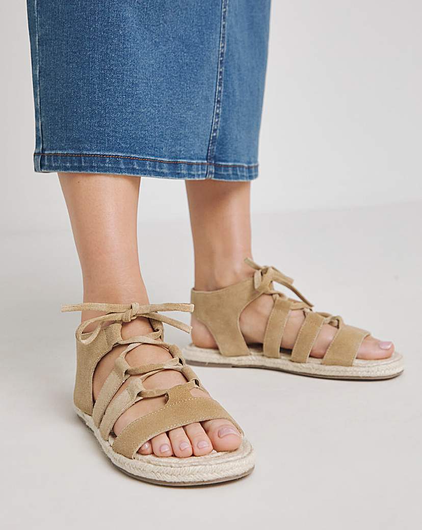 Lace up Flat Espadrille Sandal Wide