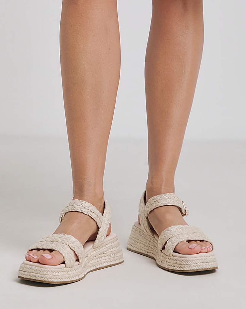 Two Part Espadrille Flatform Sandal Wide