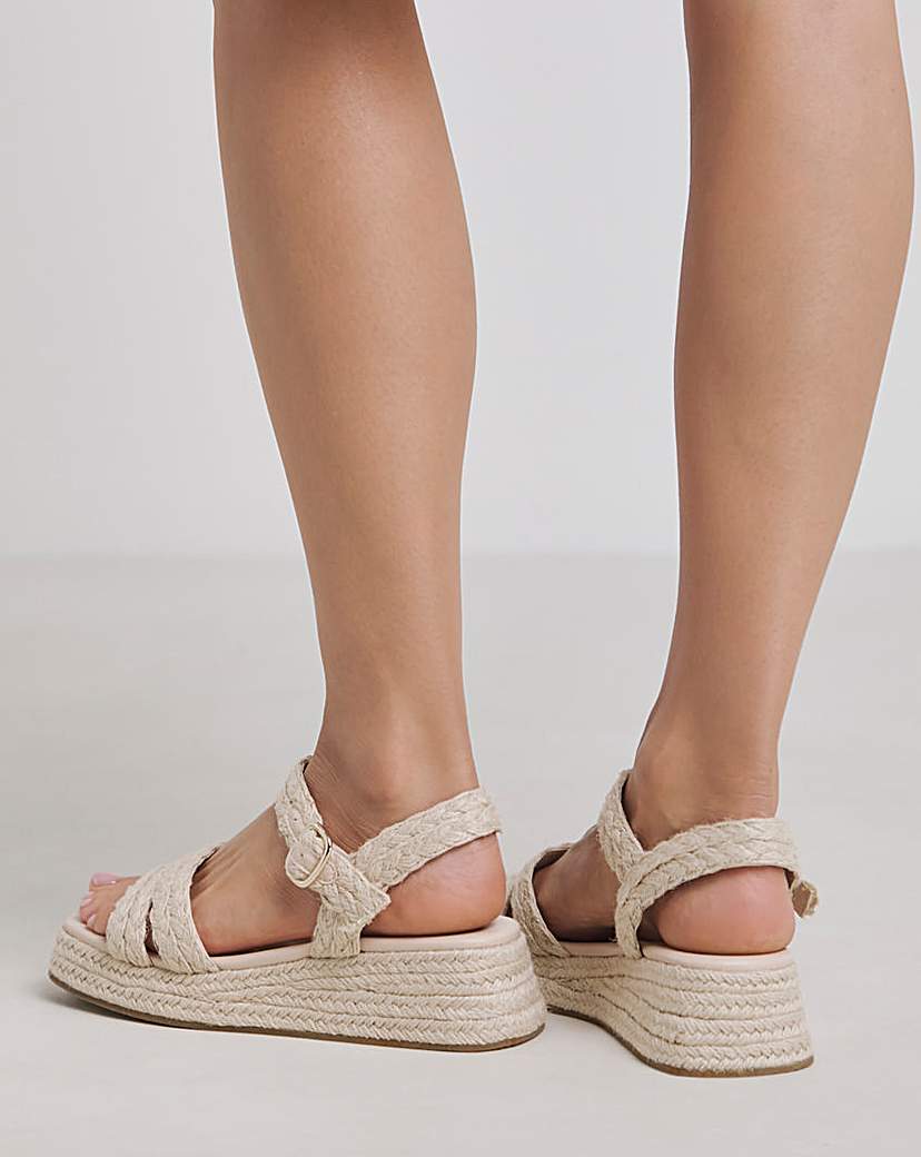 Two Part Espadrille Flatform Sandal Wide