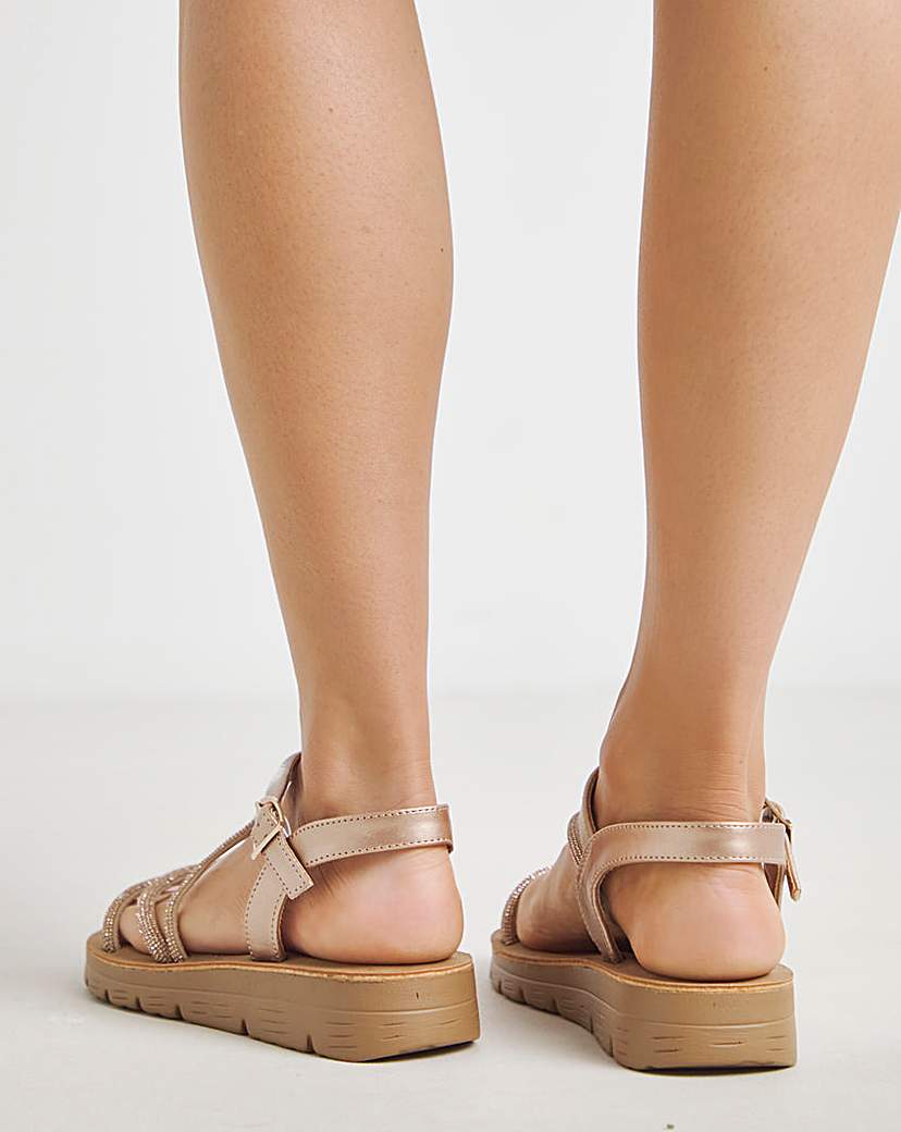 Sparkly Strapped Sandal Ex Wide