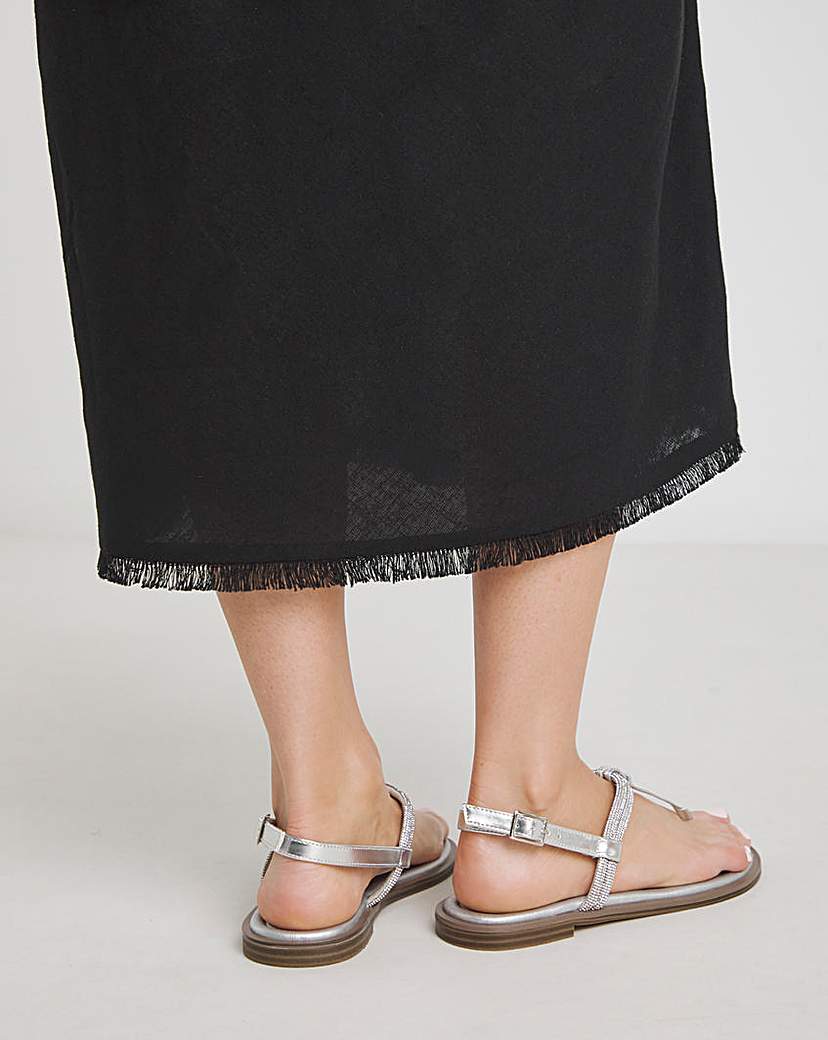 Diamante Sparkly Toe Post Sandal Wide
