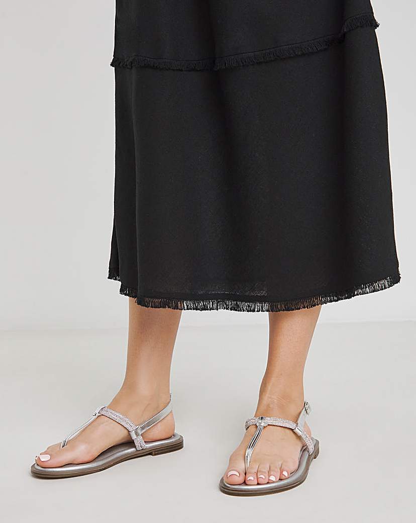 Diamante Sparkly Toe Post Sandal Wide
