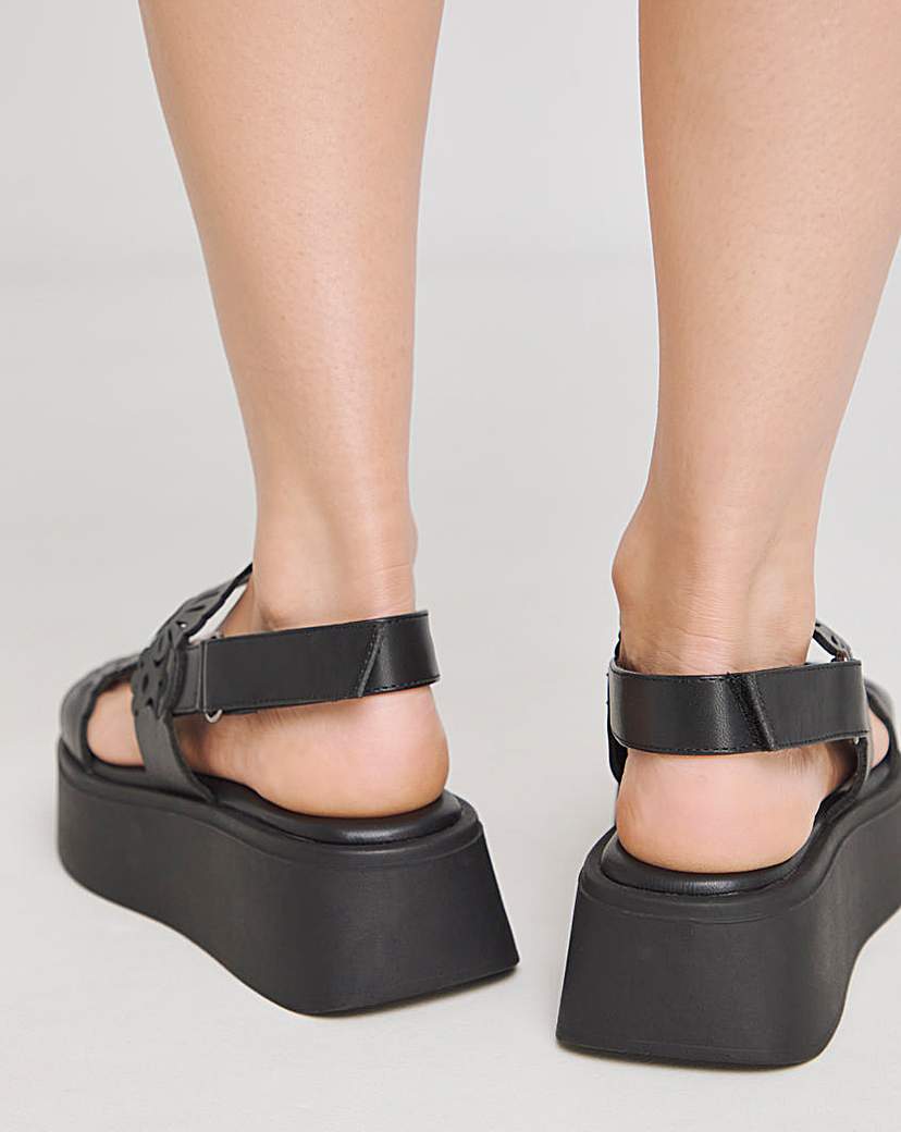 Laser Cut Strap Flatform Sandal ExWide