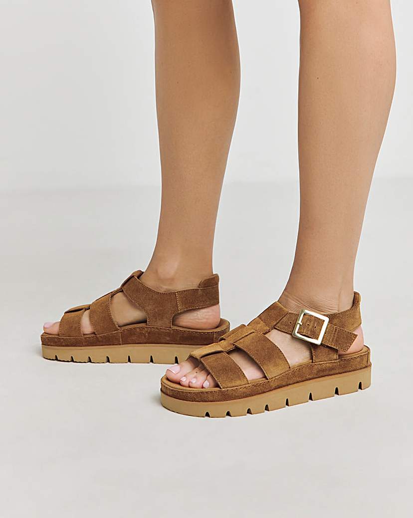 Fisherman Suede Flatform Sandal Wide