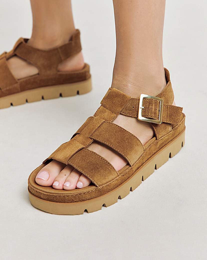 Fisherman Suede Flatform Sandal Wide