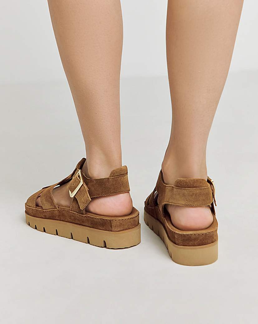 Fisherman Suede Flatform Sandal Wide