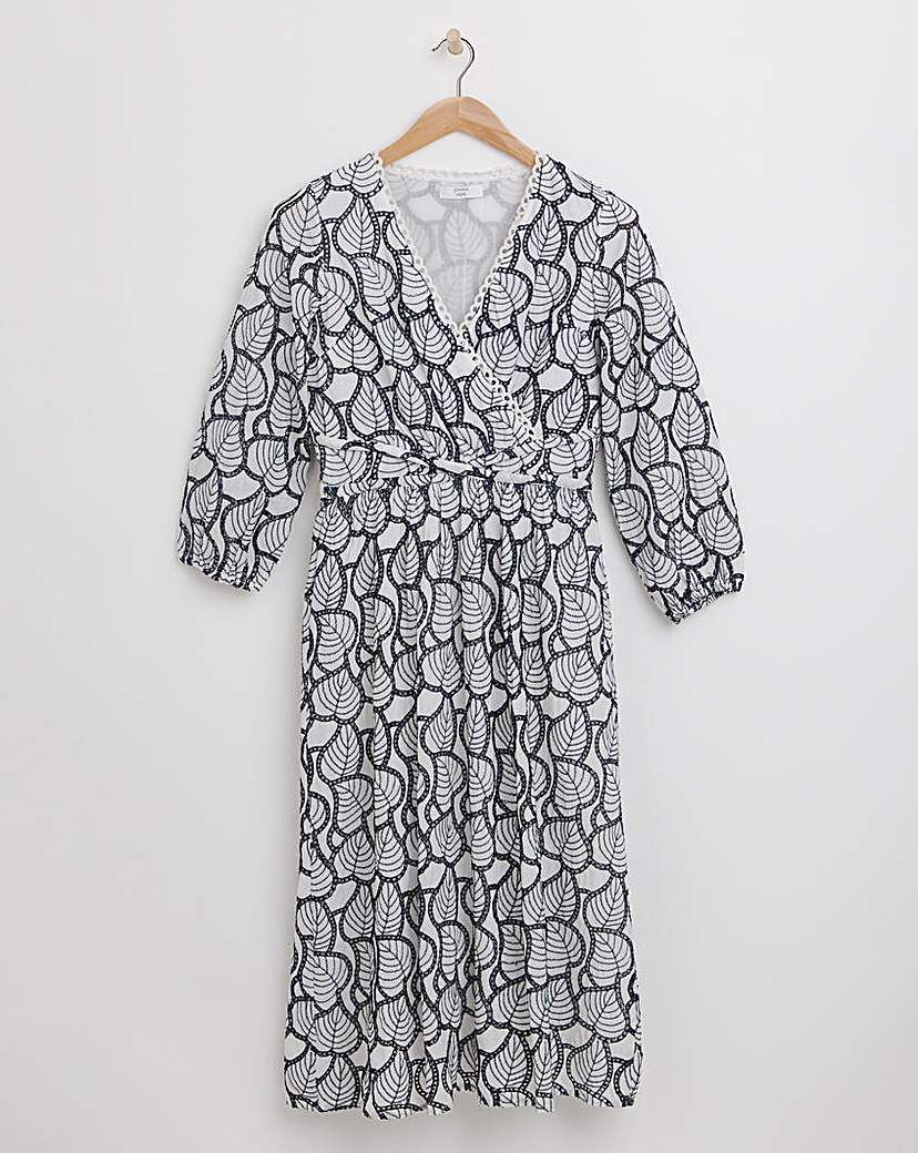Joanna Hope Broderie Leaf Midi Dress