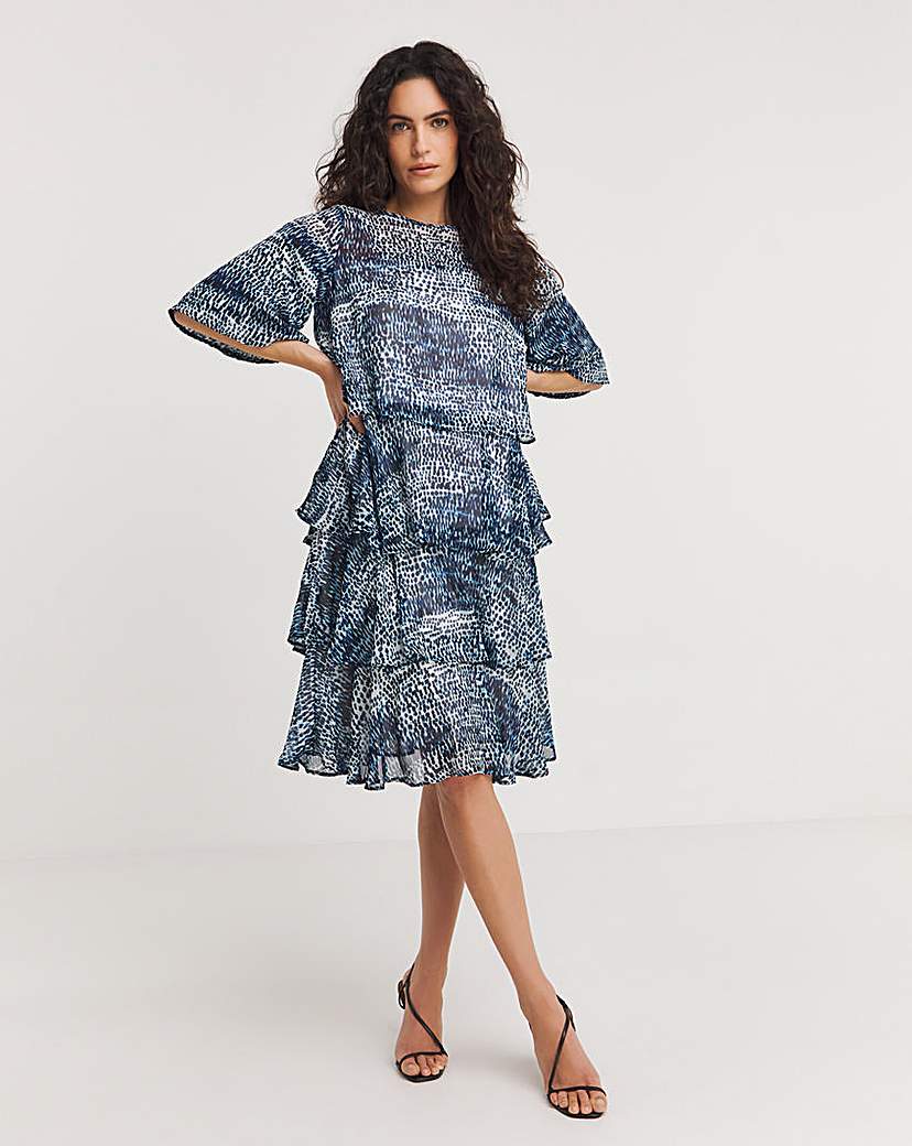 Joanna Hope Printed Tiered Shift Dress