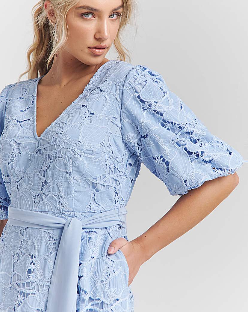 Joanna Hope Blouson Sleeve Lace Dress