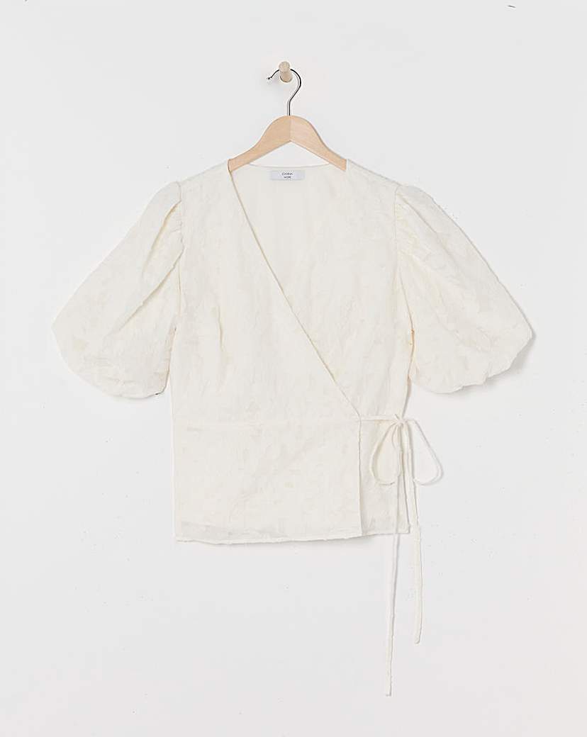 Joanna Hope Textured Wrap Blouse