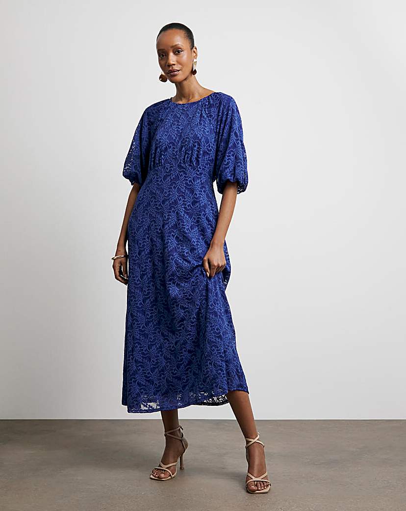 New In - Joanna Hope Lace Dress With Puff Sleeves