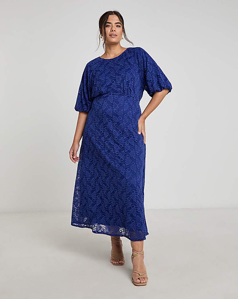 Joanna Hope Lace Dress With Puff Sleeves