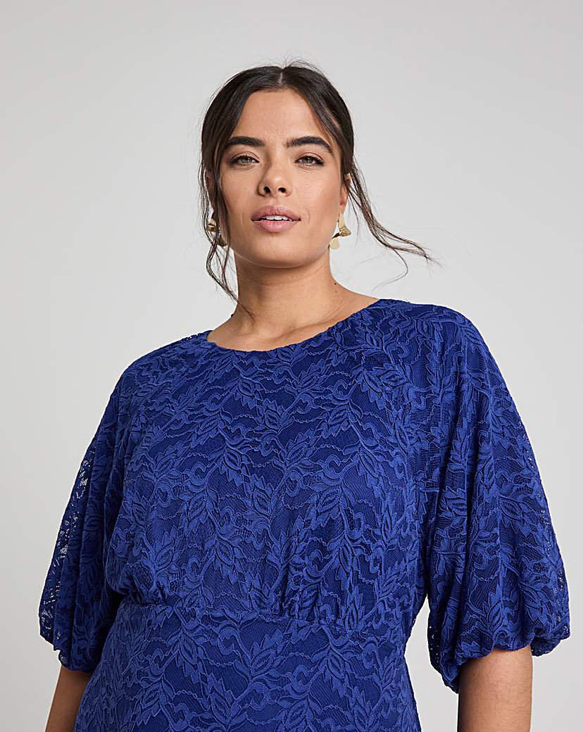 Joanna Hope Lace Dress With Puff Sleeves