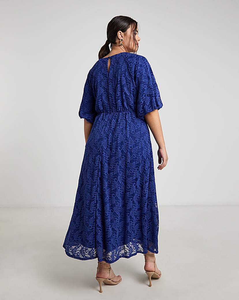 Joanna Hope Lace Dress With Puff Sleeves
