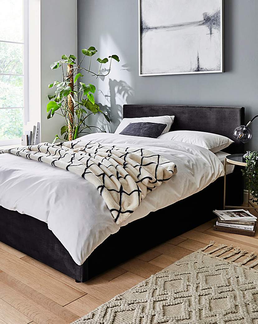 Hayden Velvet Ottoman Bed with Mattress