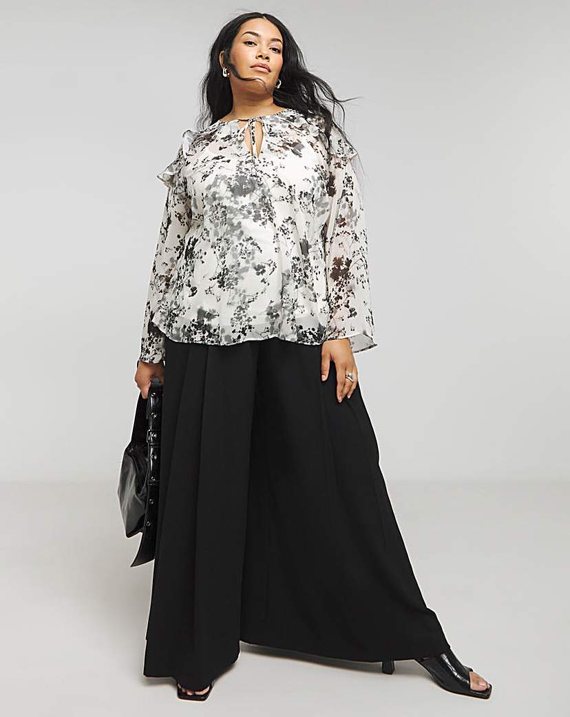 Joanna Hope Printed Ruffle Blouse