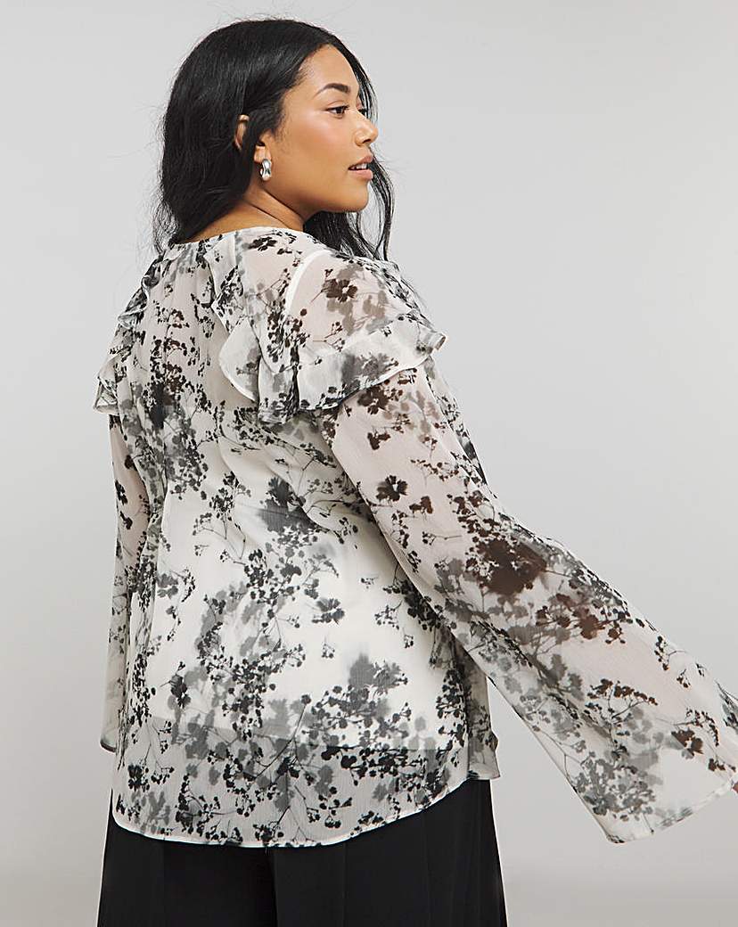 Joanna Hope Printed Ruffle Blouse