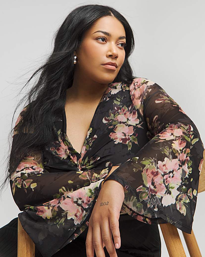 Joanna Hope Mesh Twist Top