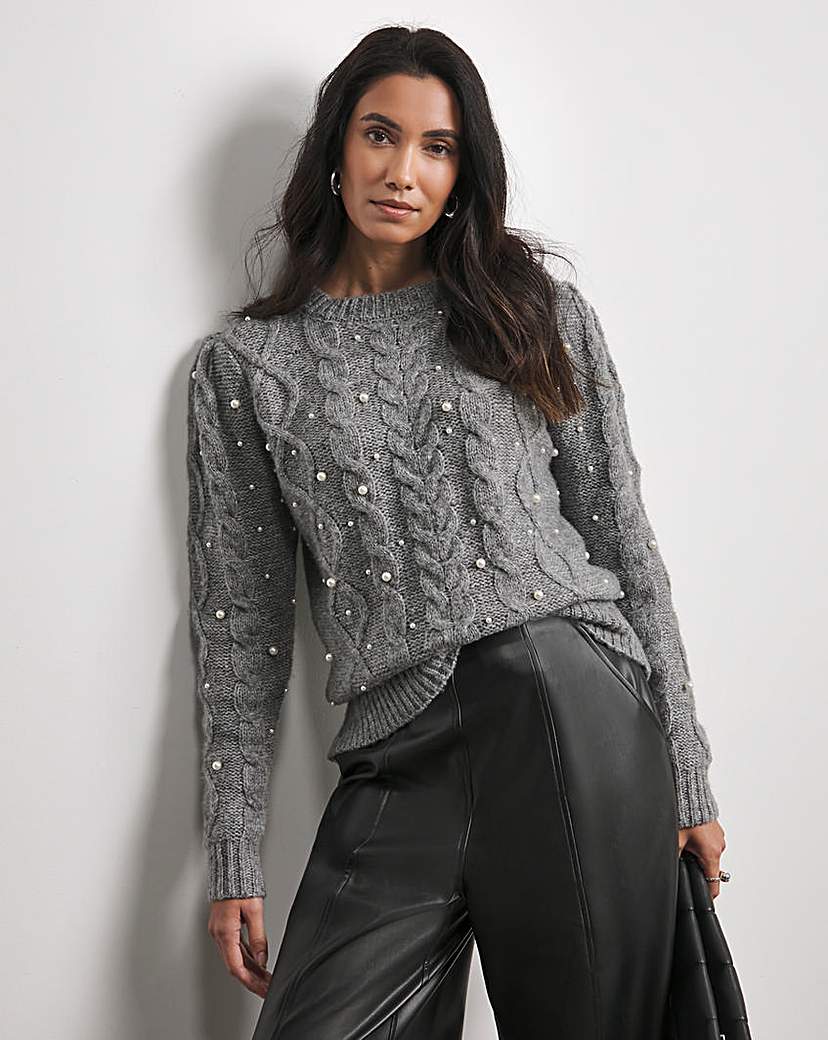 Joanna Hope Grey Pearl Knit Jumper