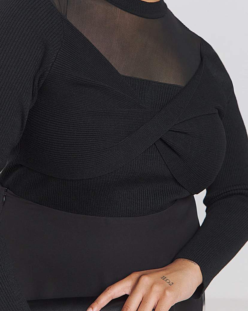 Joanna Hope Knit Jumper With Mesh Insert