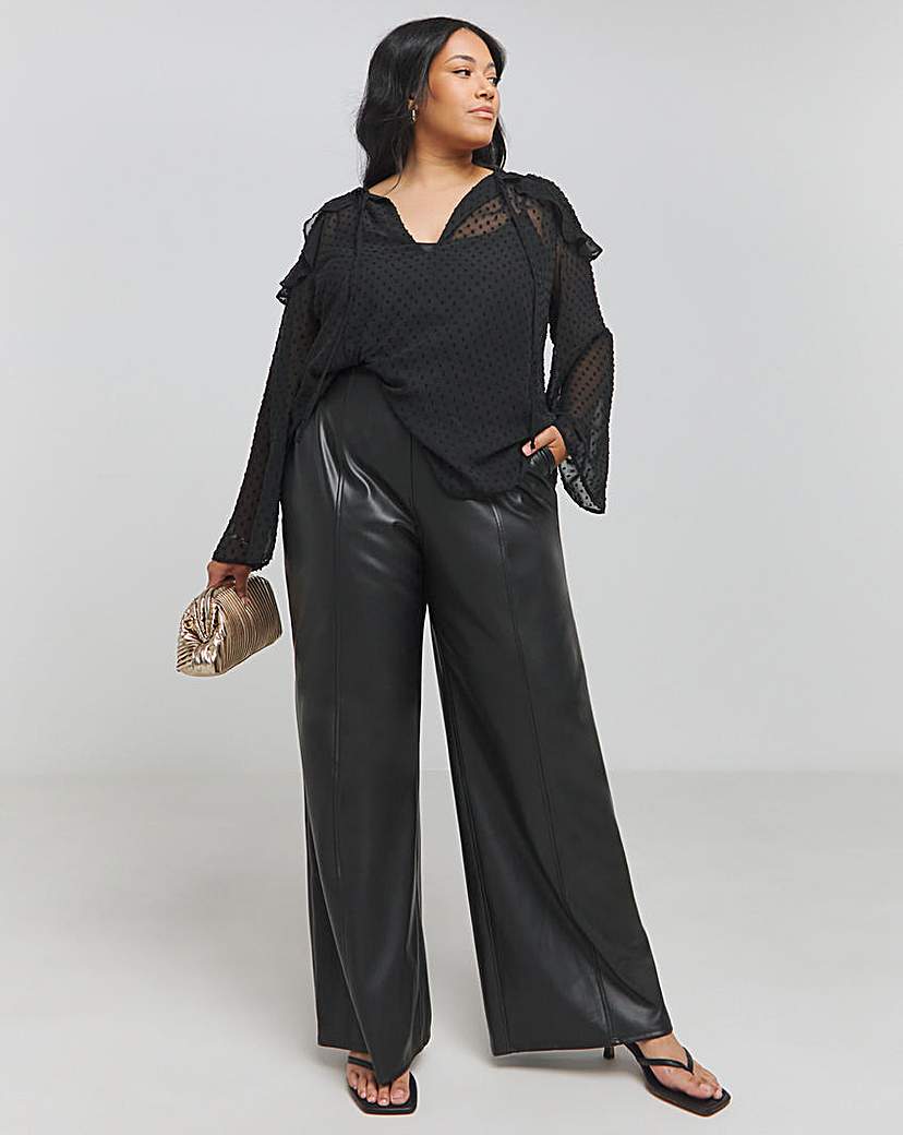Joanna Hope Dobby Spot Ruffle Blouse