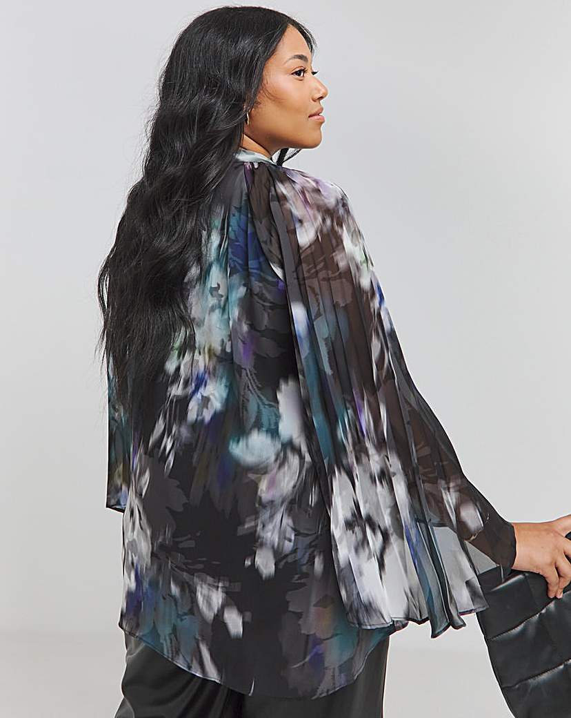 Joanna Hope Keyhole Pleated Blouse