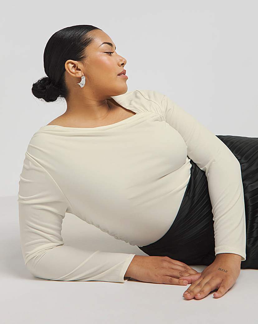 Joanna Hope Aysmmetrical Top With Brooch