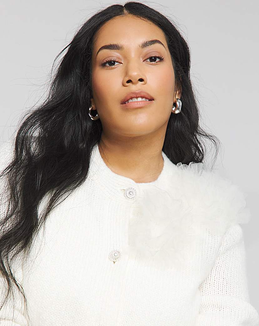 Joanna Hope Tulle Knit Cardigan