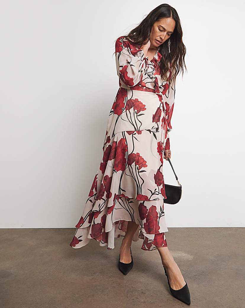 Joanna Hope Maxi Ruffle Wrap Dress