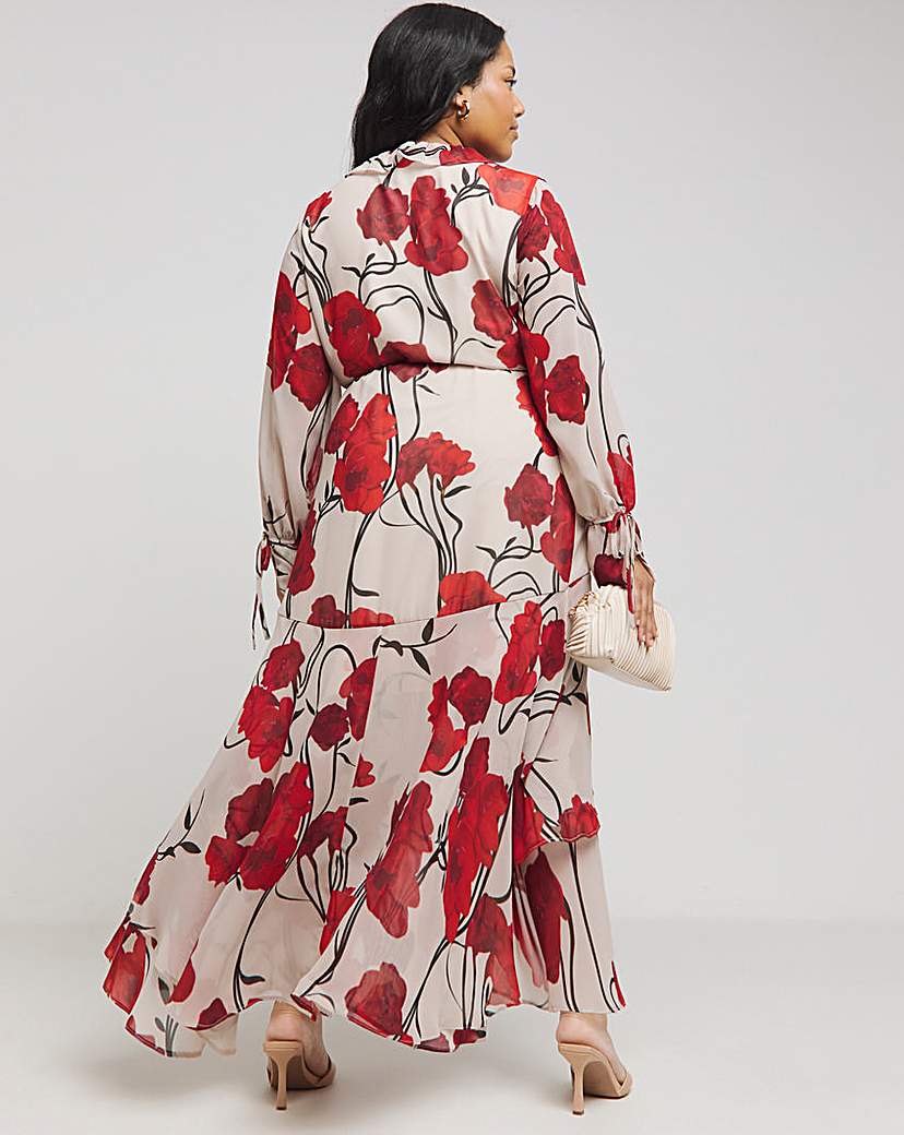 Joanna Hope Maxi Ruffle Wrap Dress
