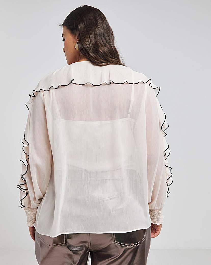 Joanna Hope Crinkle Ruffle Blouse