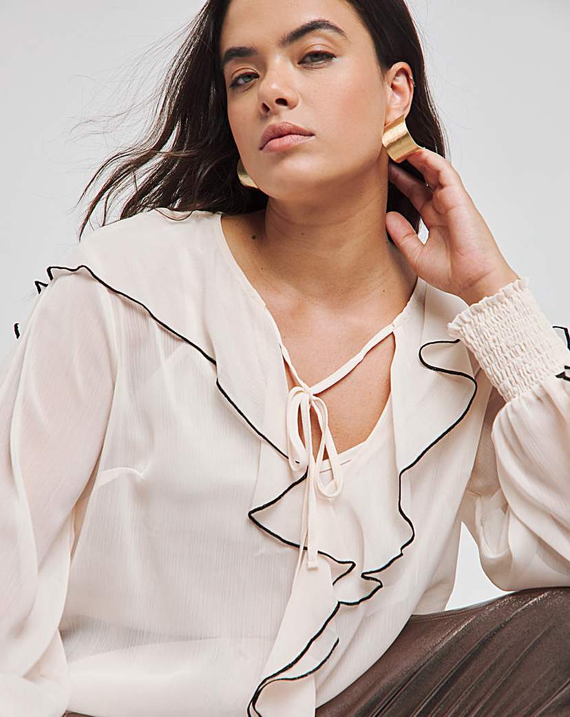 Joanna Hope Crinkle Ruffle Blouse