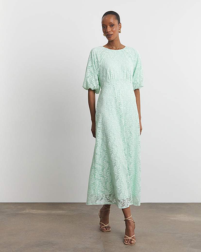 Joanna Hope Lace Dress With Puff Sleeves