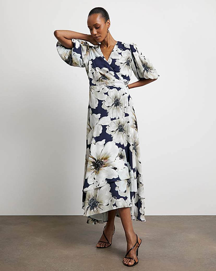 New In - Joanna Hope Wrap Dress With Puff Sleeves