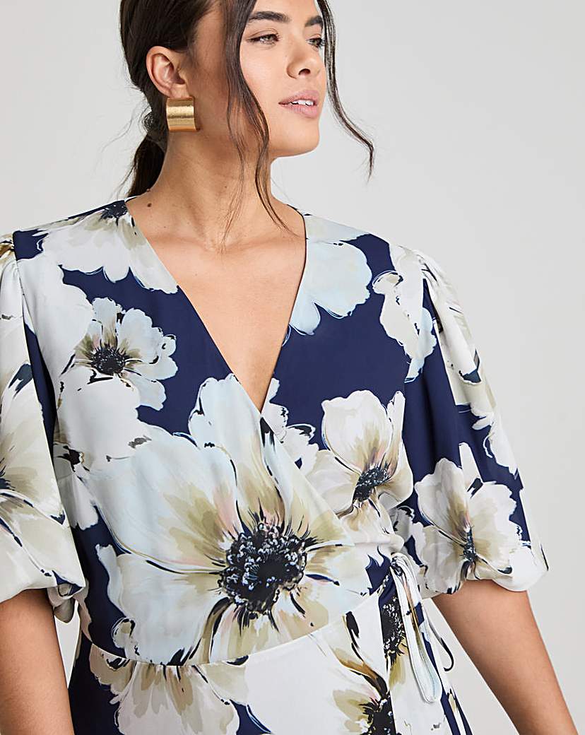 Joanna Hope Wrap Dress With Puff Sleeves