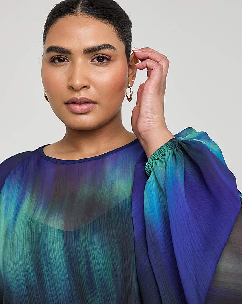 Joanna Hope Ombre Volume Sleeve Blouse
