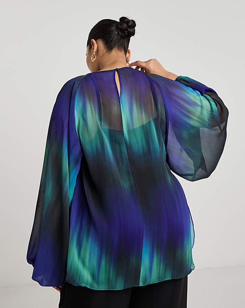 Joanna Hope Ombre Volume Sleeve Blouse