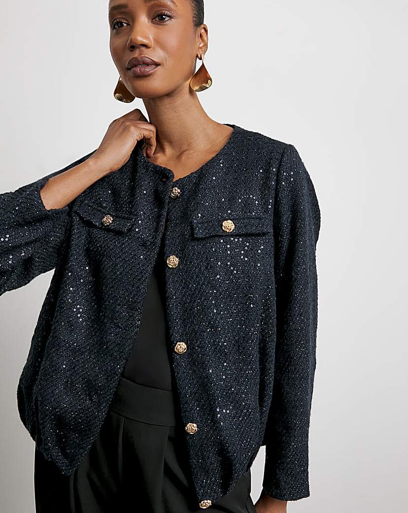 New In - Joanna Hope Boucle Bomber Jacket