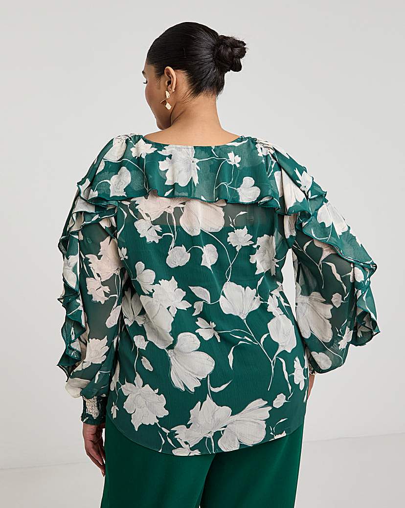 Joanna Hope Romantic Ruffle Blouse