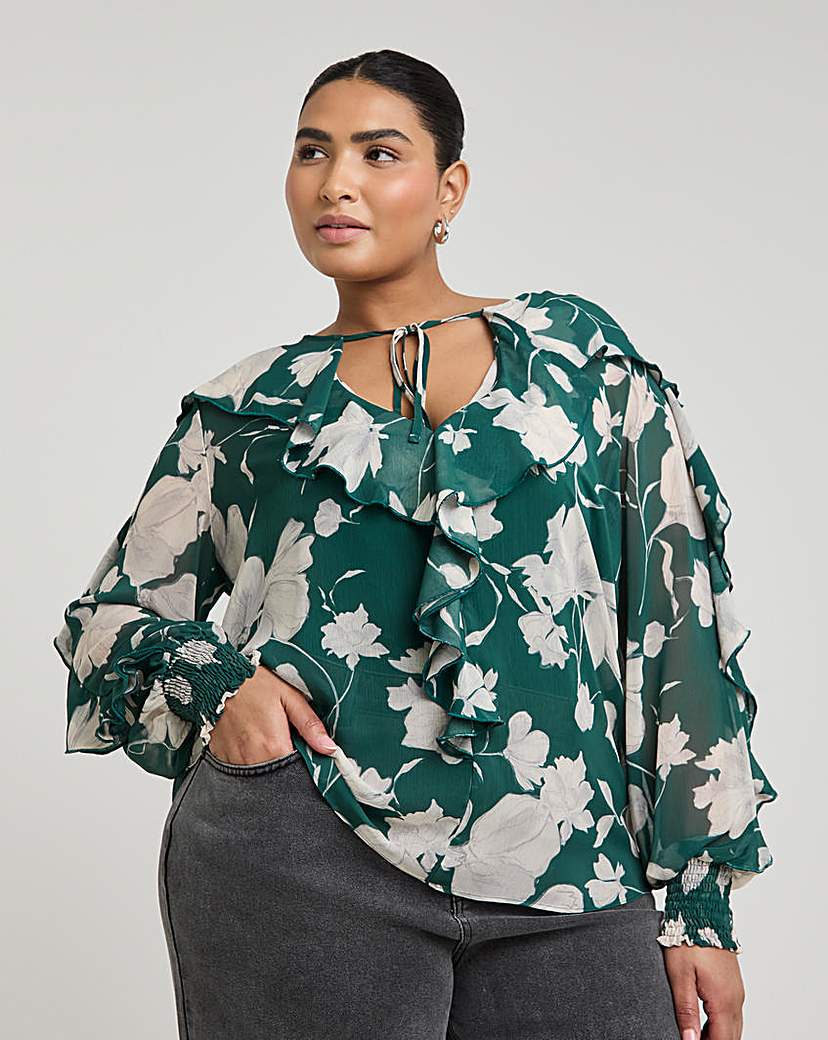 Joanna Hope Romantic Ruffle Blouse
