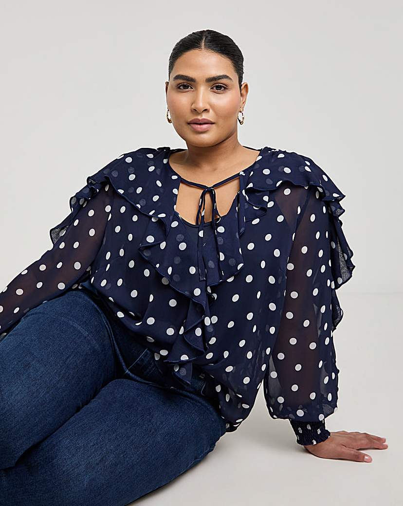 Joanna Hope Romantic Ruffle Blouse