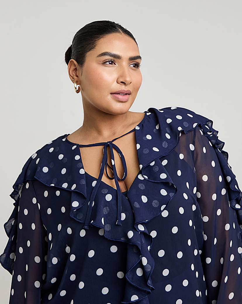 Joanna Hope Romantic Ruffle Blouse