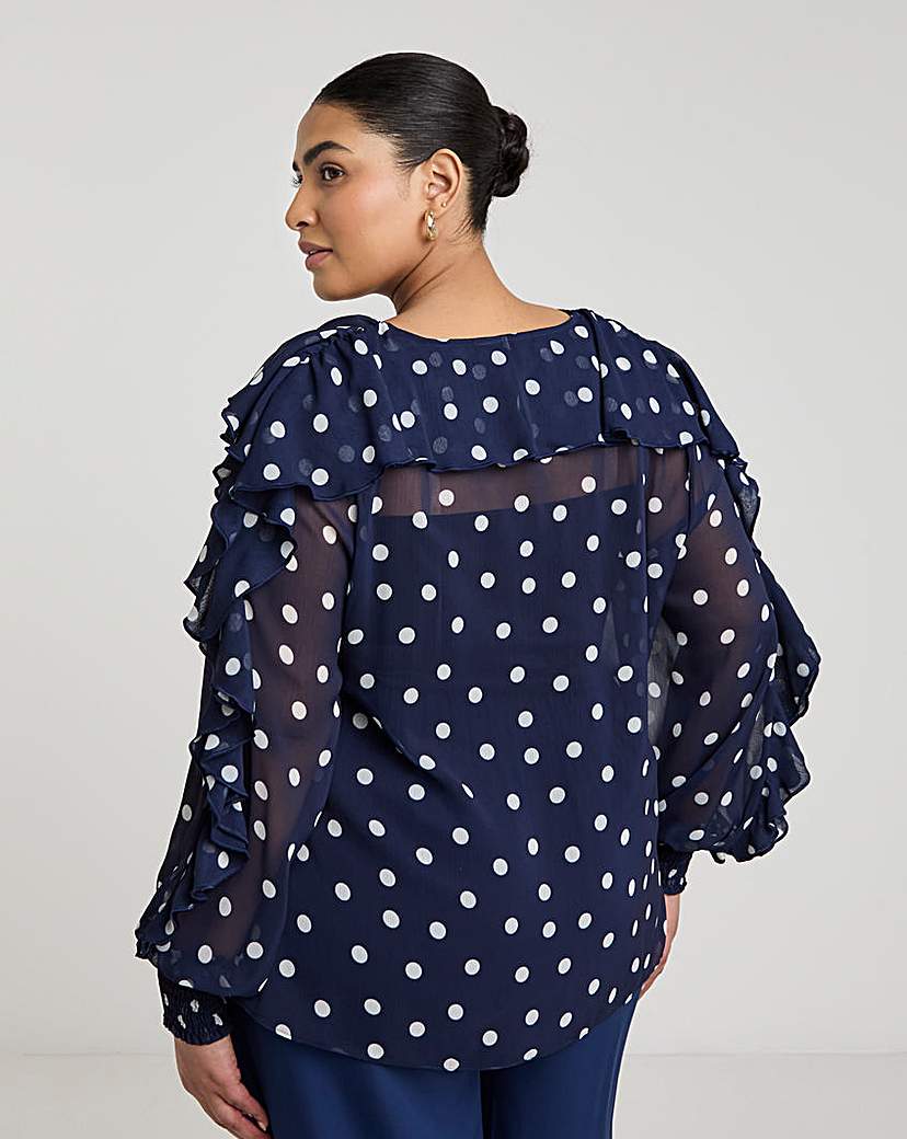 Joanna Hope Romantic Ruffle Blouse