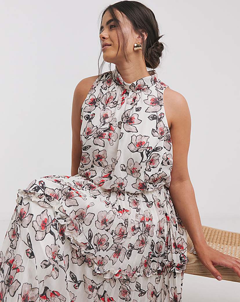 Joanna Hope Ruffle Pleated Dress