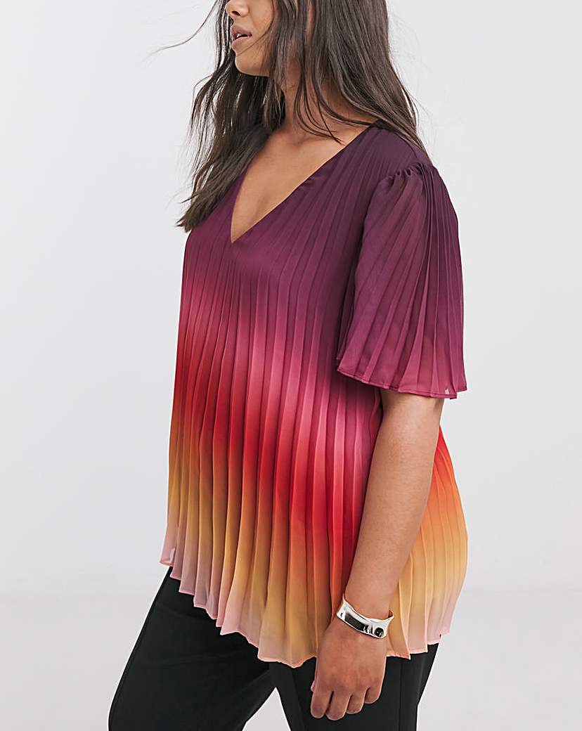 Joanna Hope Ombre Pleated Blouse