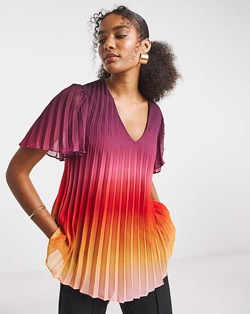 Joanna Hope Ombre Pleated Blouse