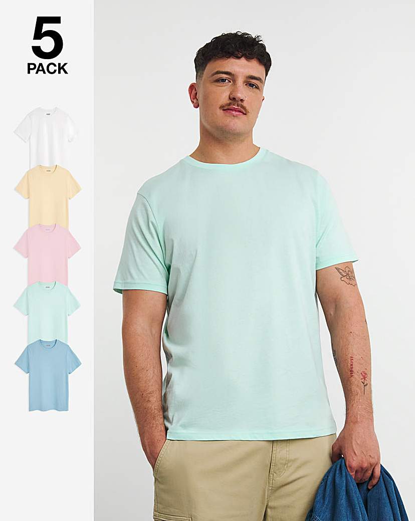 5 Pack Pure Cotton Crew Neck T-Shirts